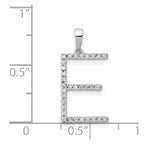 14K White Gold Diamond Letter E Initial Pendant