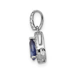 14k White Gold .75 Pear Tanzanite and Diamond Halo Pendant