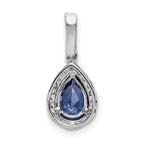 14k White Gold .75 Pear Tanzanite and Diamond Halo Pendant