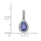 14k White Gold .75 Pear Tanzanite and Diamond Halo Pendant