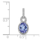 14k White Gold .95 Oval Tanzanite and Diamond Halo Pendant
