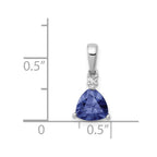 14k White Gold Trillion .90 Tanzanite and Diamond Pendant