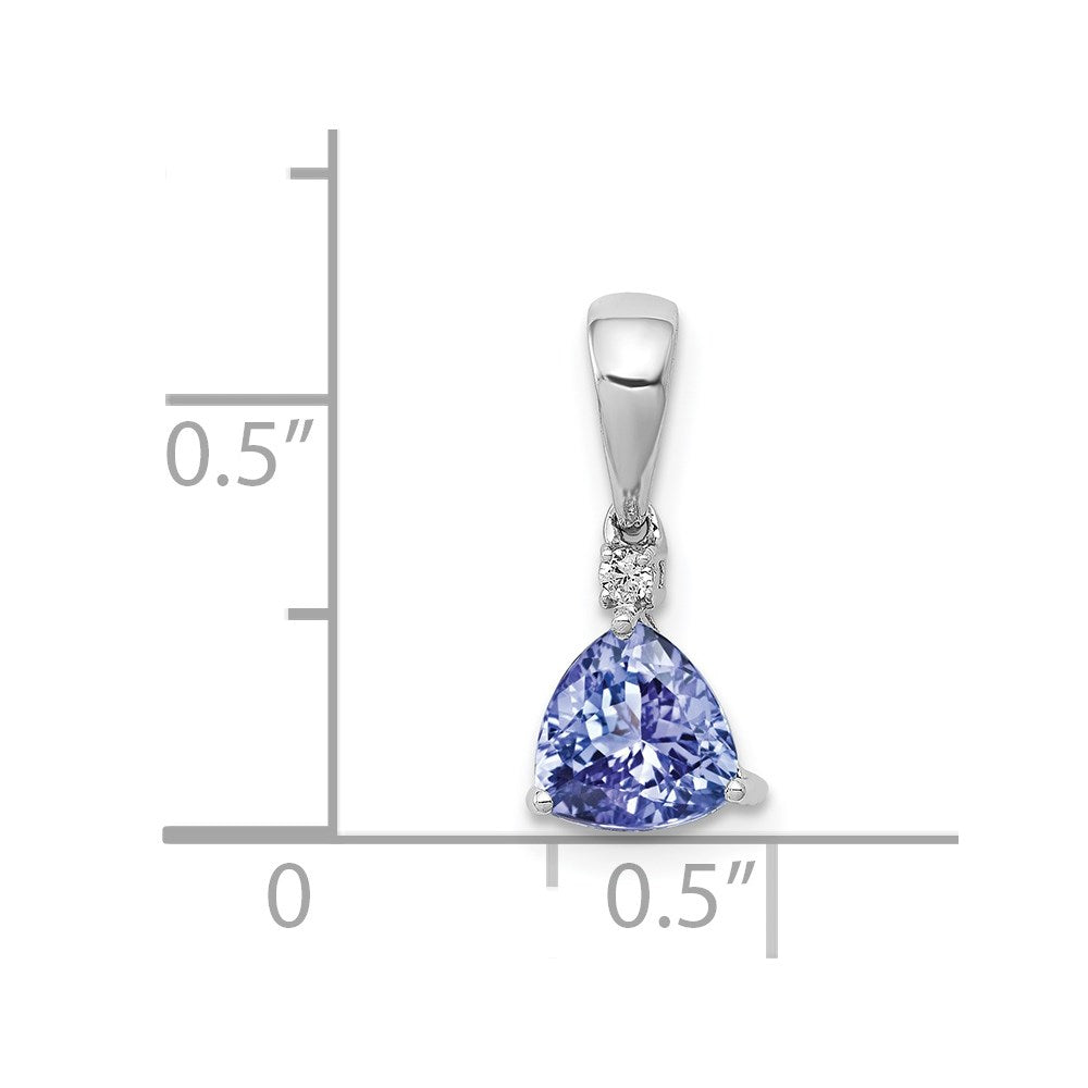 14k White Gold Trillion .72 Tanzanite and Diamond Pendant