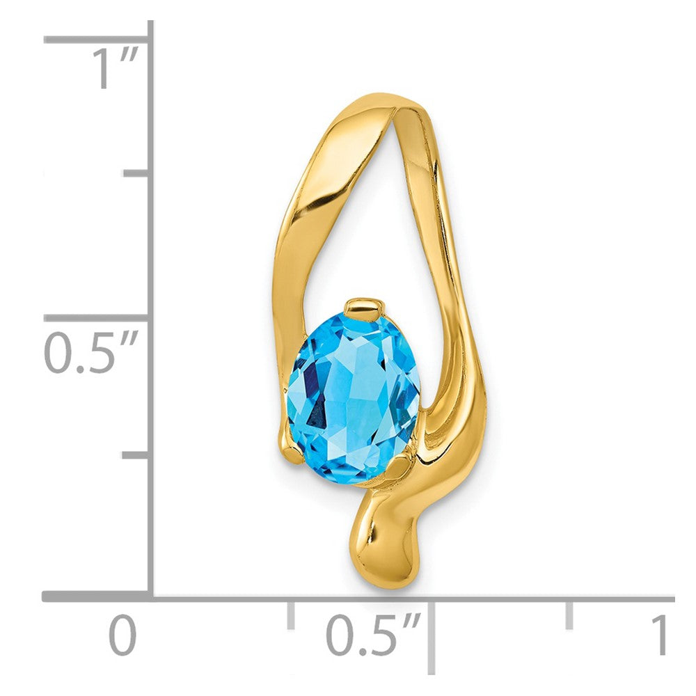 14k 8x6mm Oval Blue Topaz Slide Fits up to 6mm Regular/8mm Fancy or Reversible Omega