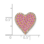 14k Rose Gold Diamond and Pave Pink Sapphire Vintage Heart Chain Slide