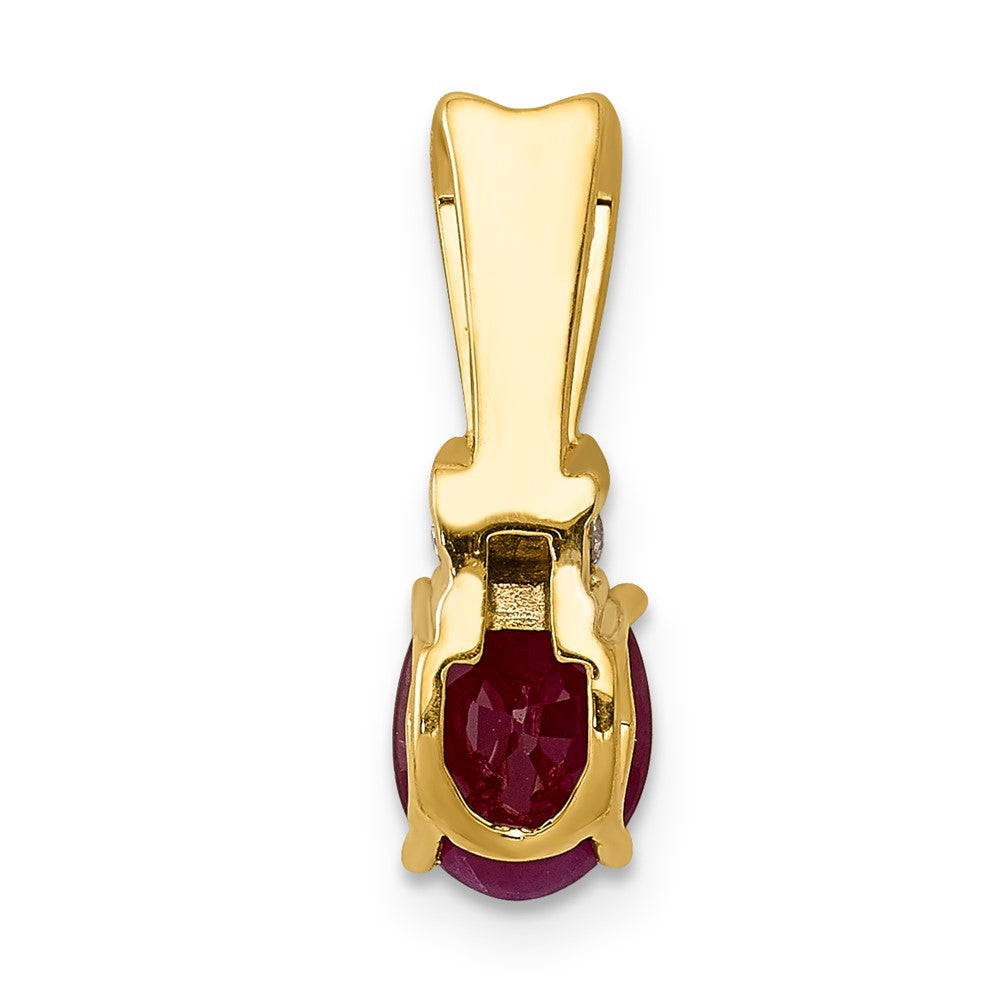 14k with White Rhodium Diamond and .66 Oval Ruby Pendant