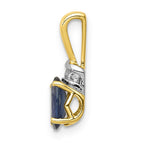 14k with White Rhodium Diamond and Oval Sapphire Pendant
