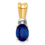 14k with White Rhodium Diamond and Oval Sapphire Pendant
