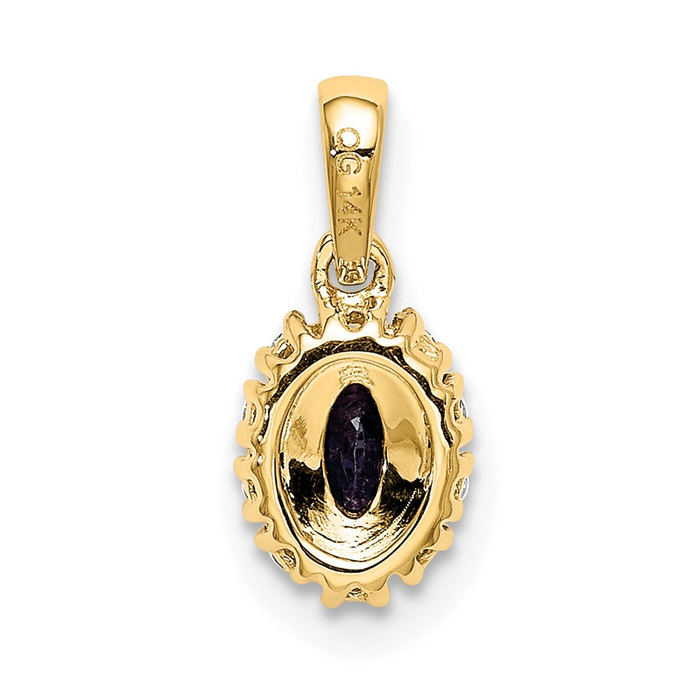 14k with White Rhodium Diamond and .32 Sapphire Oval Halo Pendant