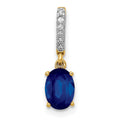 14k Diamond and 1.04 Oval Sapphire Pendant