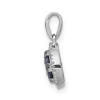 14k White Gold Diamond and Sapphire Cluster Halo Pendant