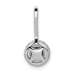 14k White Gold Diamond and Round Emerald Halo Pendant Fits up to 2mm Regular/4mm Fancy or Reversible Omega