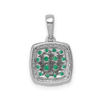 14k White Gold with Black Rhodium Diamond and .50 Emerald Cluster Square Halo Pendant