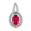 14k White Gold Diamond and .86 Oval Ruby Halo Pendant