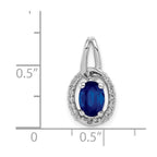 14k White Gold Diamond and .85 Oval Sapphire Halo Pendant
