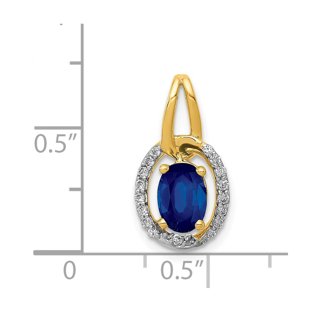 14k Diamond and .85 Oval Sapphire Halo Pendant
