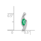 14k White Gold Diamond and Oval Emerald Fancy Chain Slide