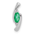 14k White Gold Diamond and Oval Emerald Fancy Chain Slide