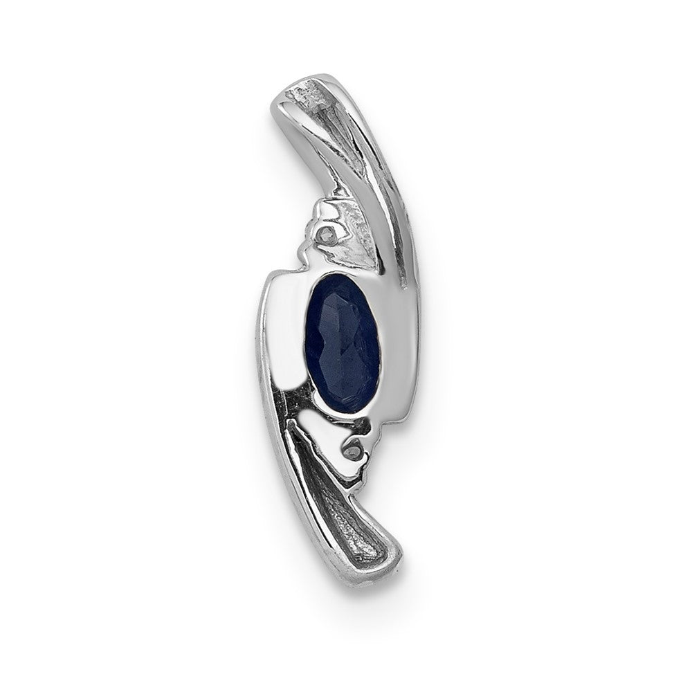 14k White Gold Diamond and .33 Oval Sapphire Chain Slide