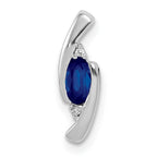 14k White Gold Diamond and .33 Oval Sapphire Chain Slide
