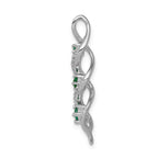 14k White Gold Diamond and Emerald Twisted 3-stone Chain Slide