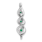 14k White Gold Diamond and Emerald Twisted 3-stone Chain Slide