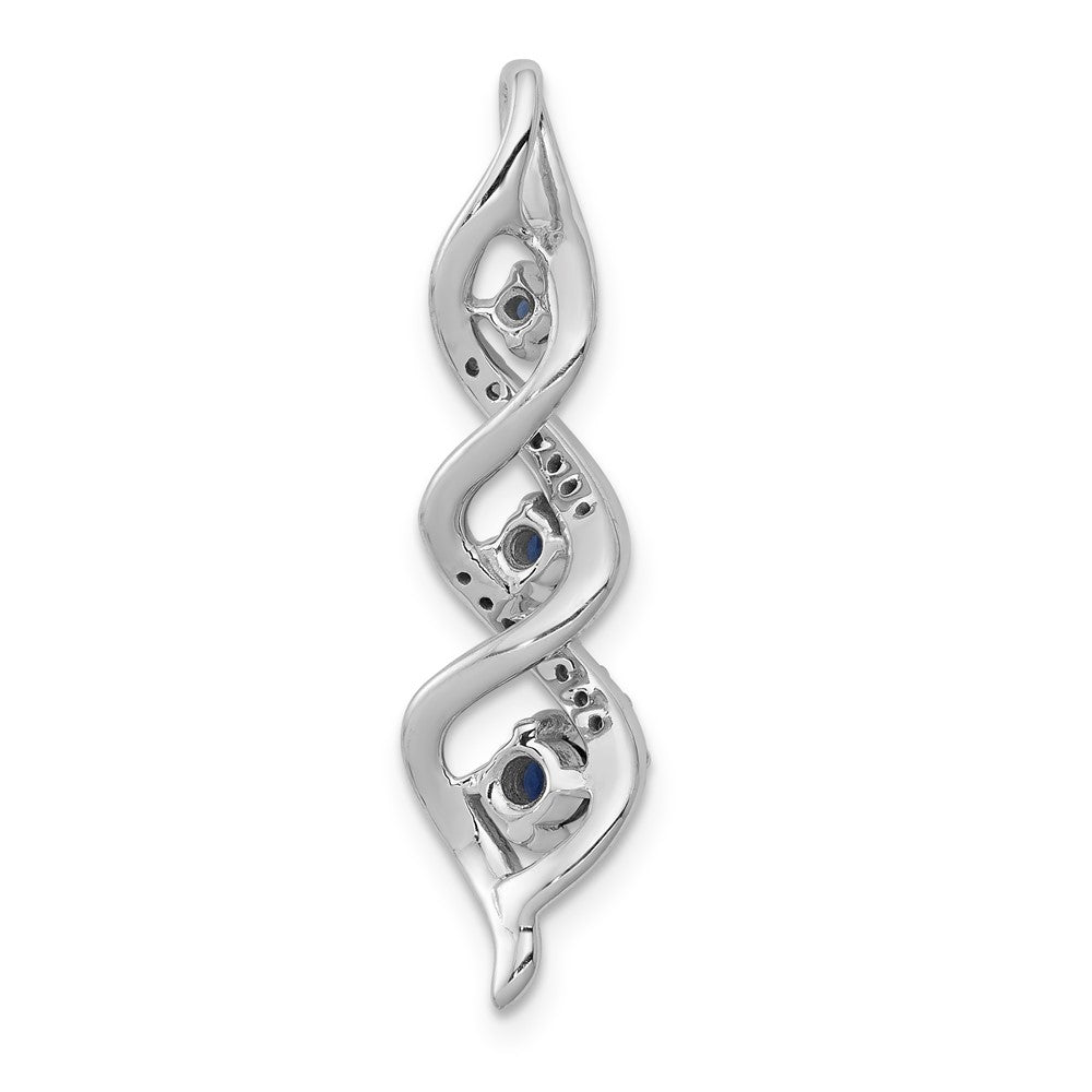 14k White Gold Diamond and .26 Sapphire Twisted 3-stone Chain Slide