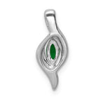 14k White Gold  Diamond and Marquise Emerald Chain Slide