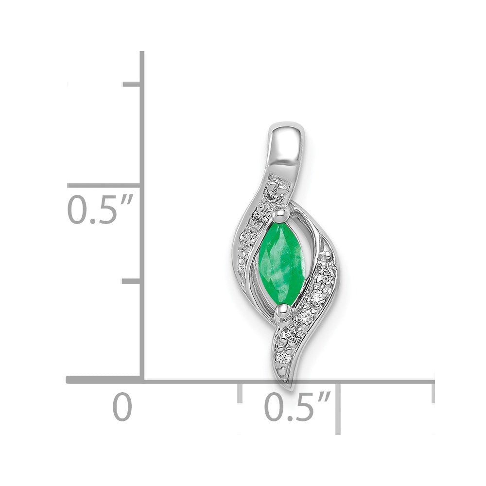 14k White Gold  Diamond and Marquise Emerald Chain Slide