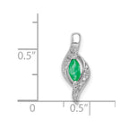 14k White Gold  Diamond and Marquise Emerald Chain Slide