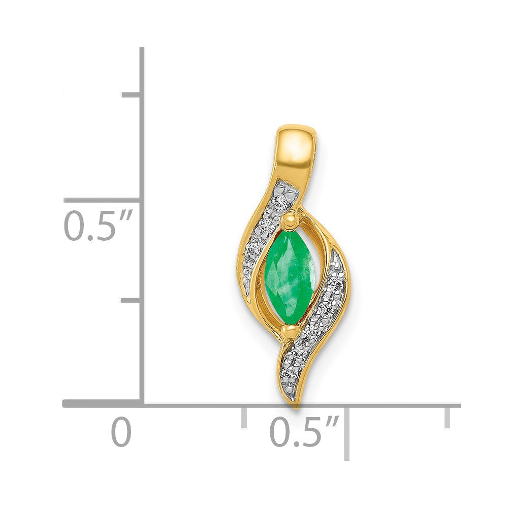 14k Diamond and Marquise Emerald Chain Slide