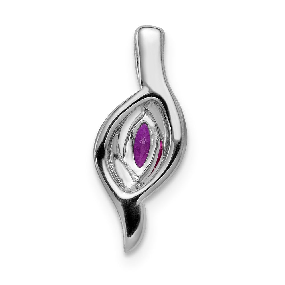 14k White Gold Diamond and .25 Marquise Ruby Chain Slide