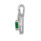 14k White Gold Diamond and Oval Emerald Fancy Pendant