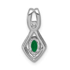 14k White Gold Diamond and Oval Emerald Fancy Pendant