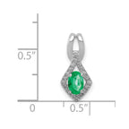 14k White Gold Diamond and Oval Emerald Fancy Pendant