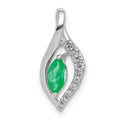 14k White Gold Diamond and Marquise Emerald Chain Slide