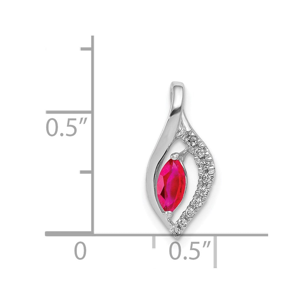 14k White Gold Diamond and .32 Marquise Ruby Chain Slide