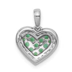 14k White Gold and Black Rhodium Diamond and Pave Emerald Heart Pendant
