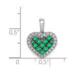 14k White Gold and Black Rhodium Diamond and Pave Emerald Heart Pendant