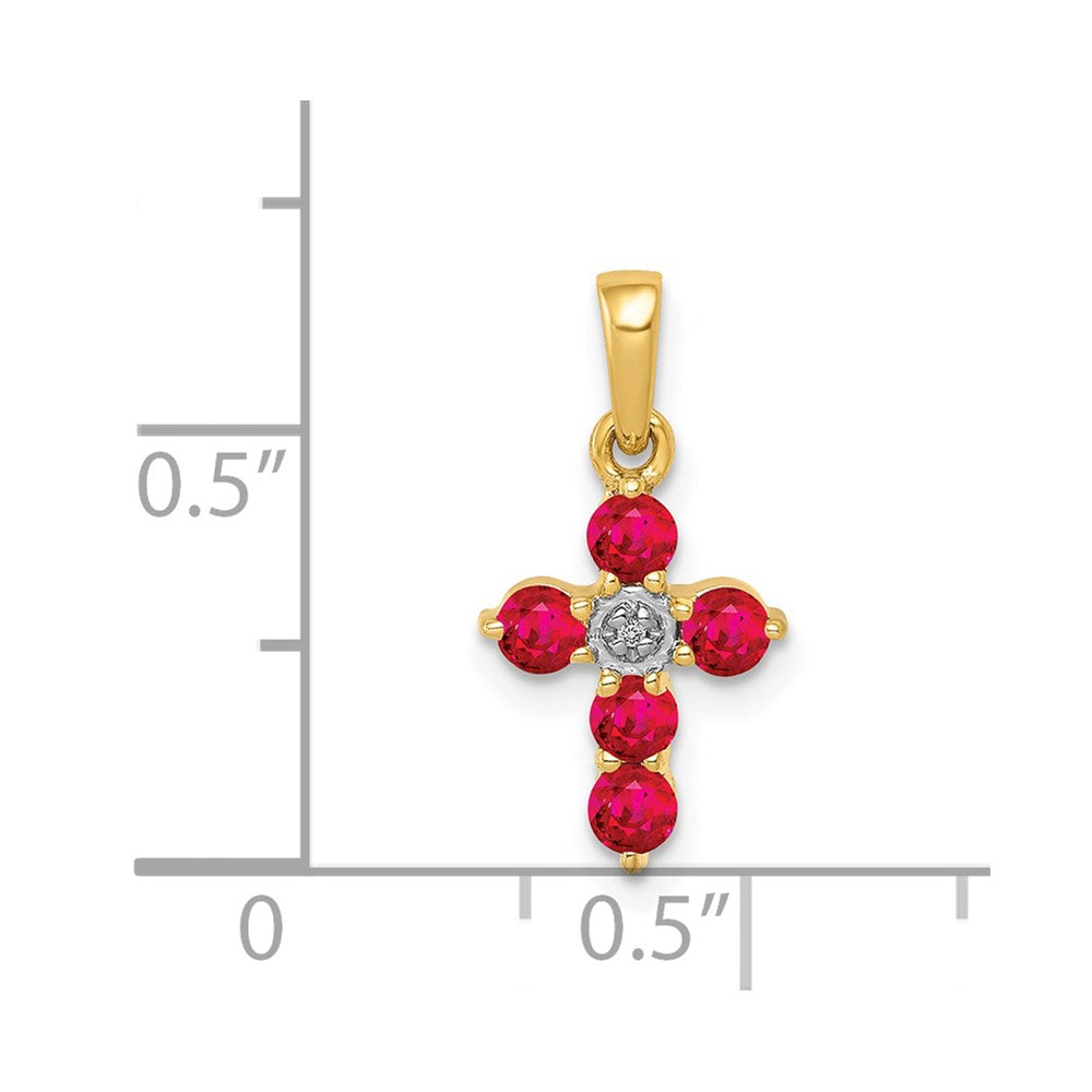 14k Ruby and Diamond Cross Pendant