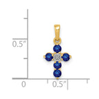 14k Sapphire and Diamond Cross Pendant