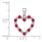 14k White Gold Diamond and Ruby Heart Pendant