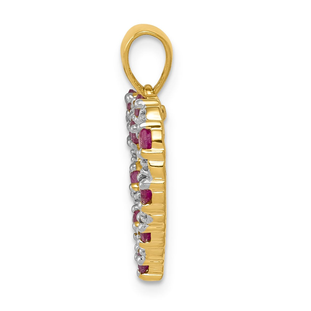 14k Diamond and Ruby Heart Pendant
