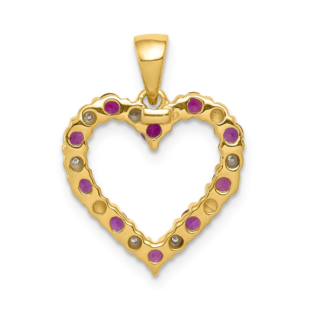 14k Diamond and Ruby Heart Pendant