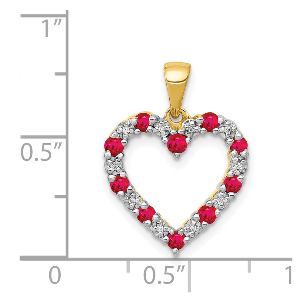 14k Diamond and Ruby Heart Pendant