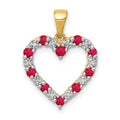 14k Diamond and Ruby Heart Pendant
