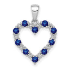 14k White Gold Diamond and Sapphire Heart Pendant
