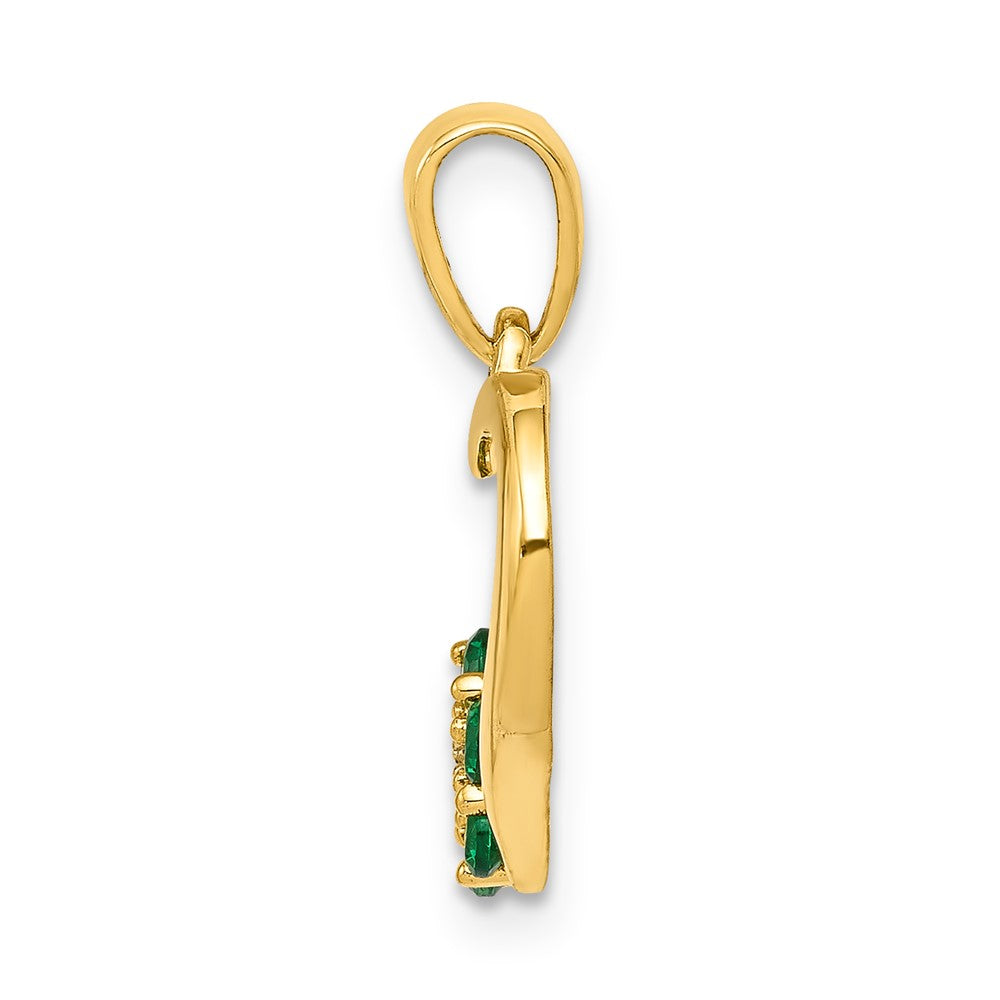 14k Diamond and Emerald Flower and Heart Pendant