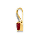 14k Diamond and Lab Created Ruby Heart Pendant Fits up to 2mm Regular/5mm Fancy or Reversible Omega