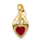14k Diamond and Lab Created Ruby Heart Pendant Fits up to 2mm Regular/5mm Fancy or Reversible Omega